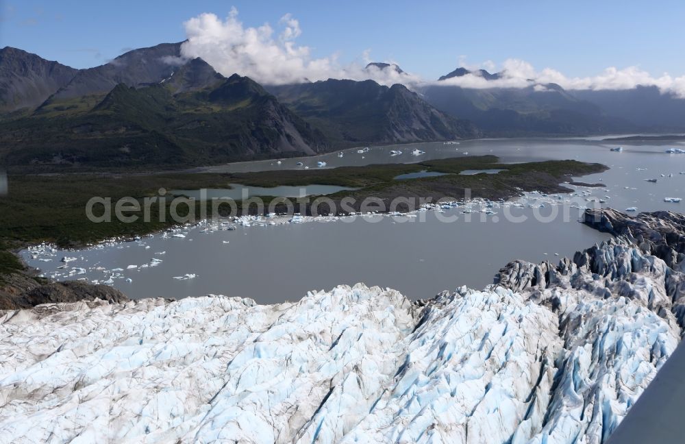 Kenai Fjords National Park from above - Glacier tongues of Aialik Glacier in Kenai Fjords National Park on the Kenai Peninsula in Alaska in the United States of America USA
