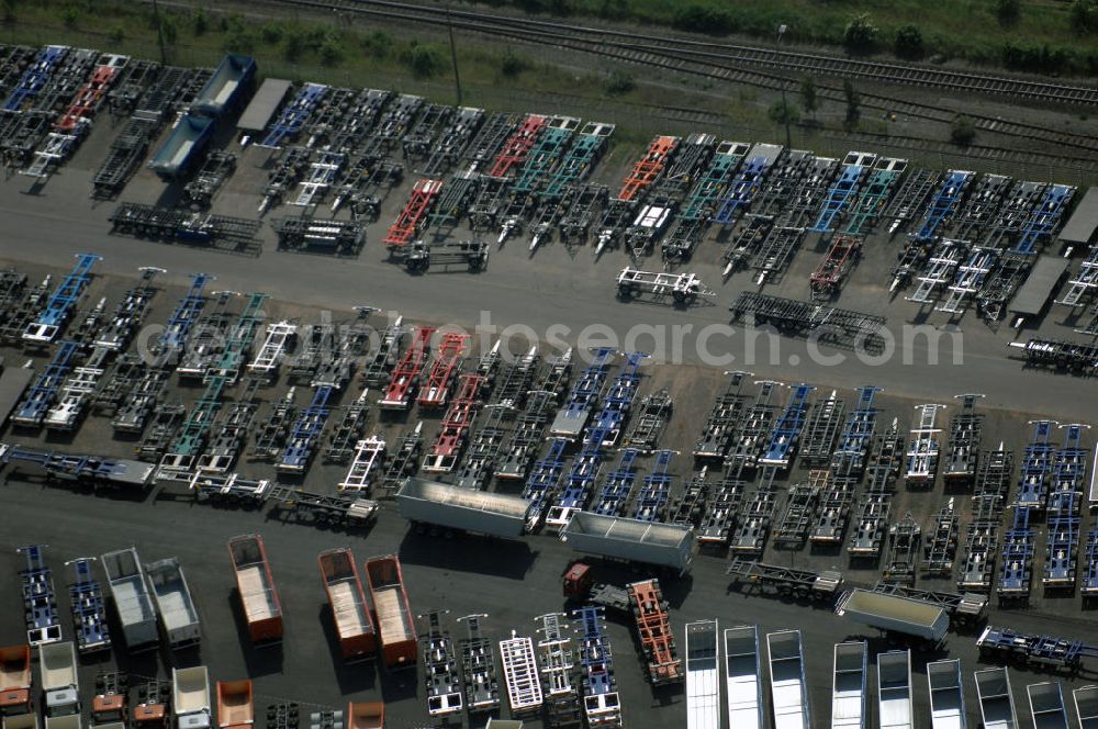 Aerial photograph GOTHA - Werksgelände der Schmitz Gotha Fahrzeugwerke GmbH an der Kindleber Straße 99 in D-99867 Gotha, Tel.: +49 (3621) 462-0, Fax: +49 (3621) 462-701, E-Mail: info.gotha@cargobull.com