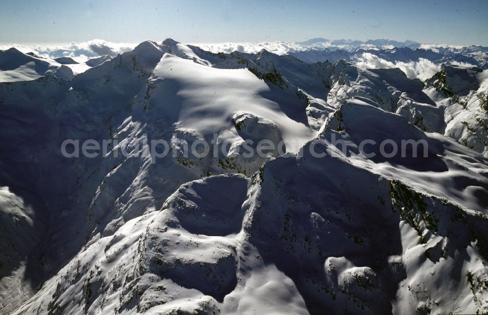 Ormont-Dessus from above - Snow-covered hilltop of Les Diablerets in Ormont-Dessus in Switzerland