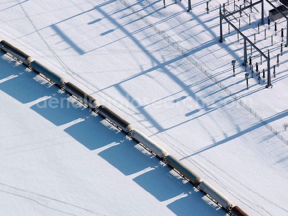 Aerial photograph Altötting - View of snow landscape near Altoetting in the state Bavaria