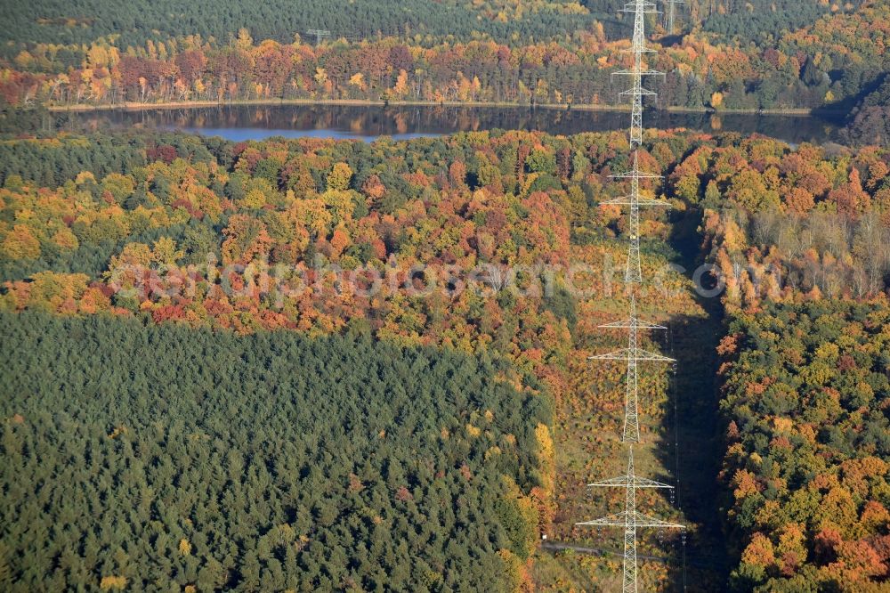 Aerial photograph Altlandsberg - Current route of the power lines and pylons in Altlandsberg in the state Brandenburg