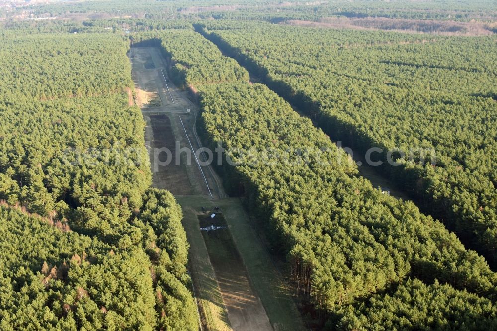 Aerial image Briesen (Mark) - Strips in a wooded area in Briesen (Mark) in Brandenburg