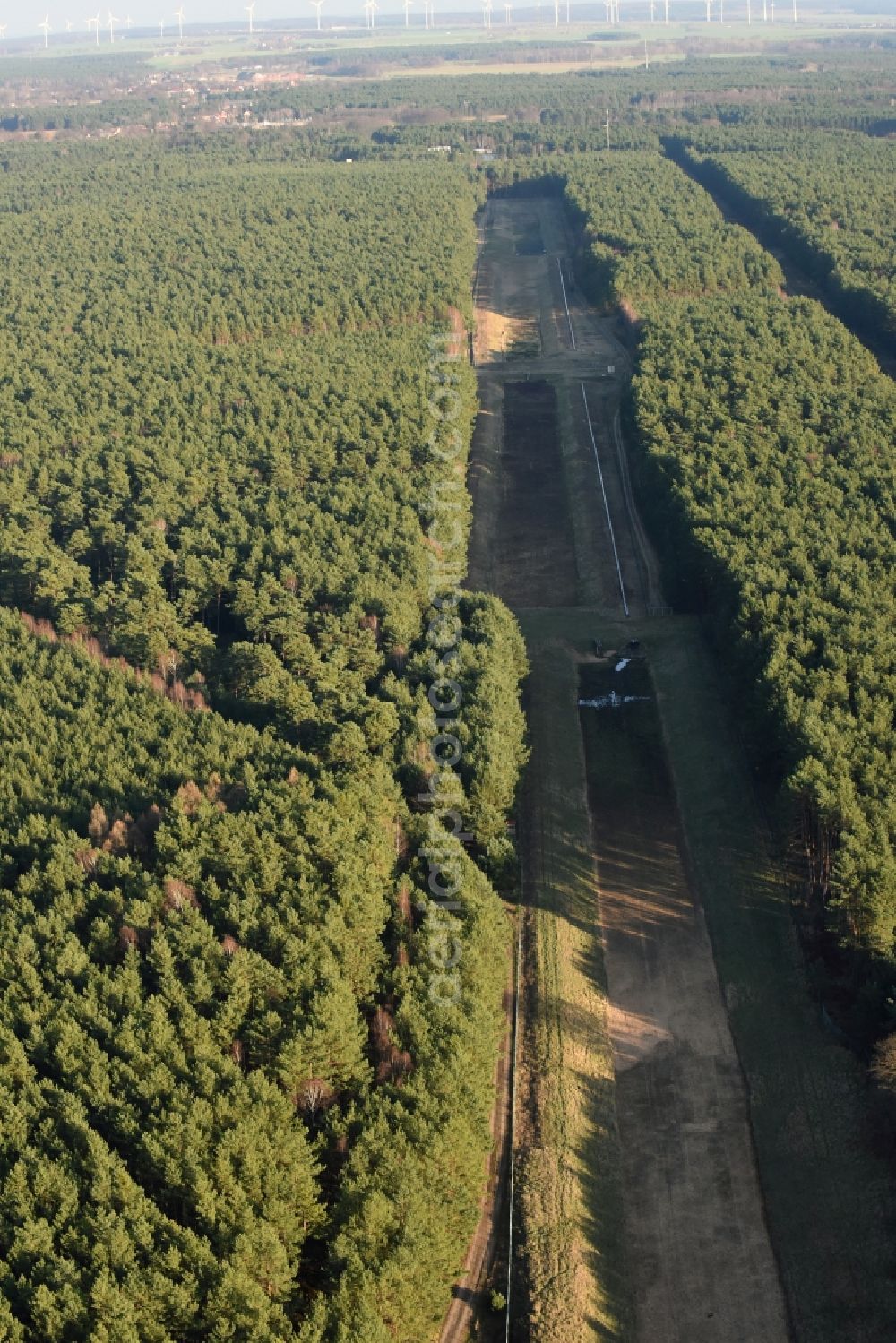 Aerial photograph Briesen (Mark) - Strips in a wooded area in Briesen (Mark) in Brandenburg