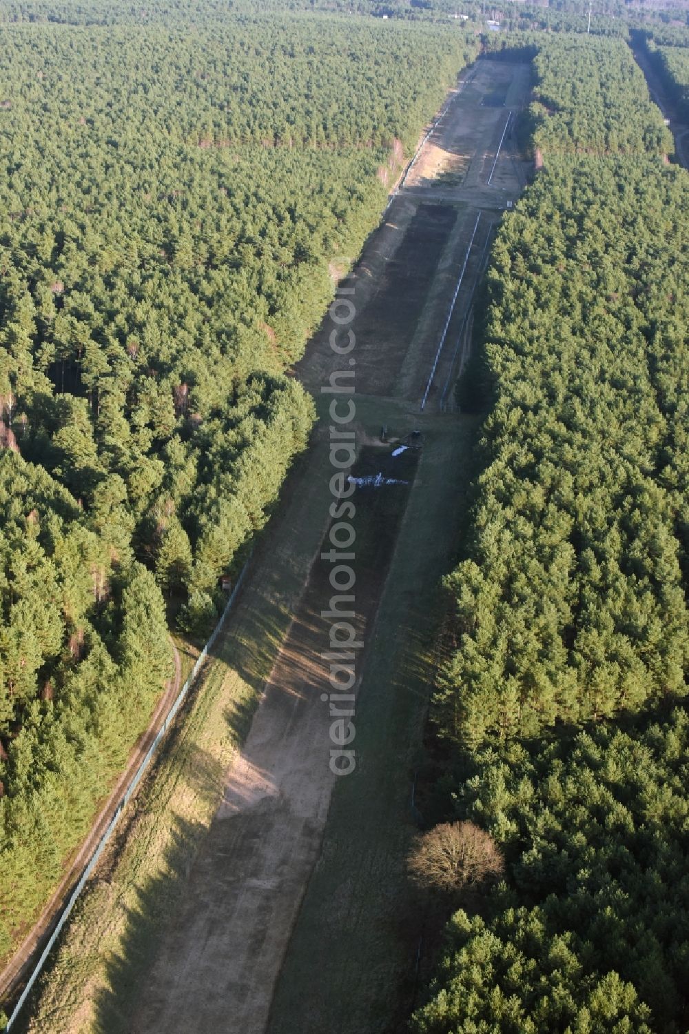 Briesen (Mark) from above - Strips in a wooded area in Briesen (Mark) in Brandenburg