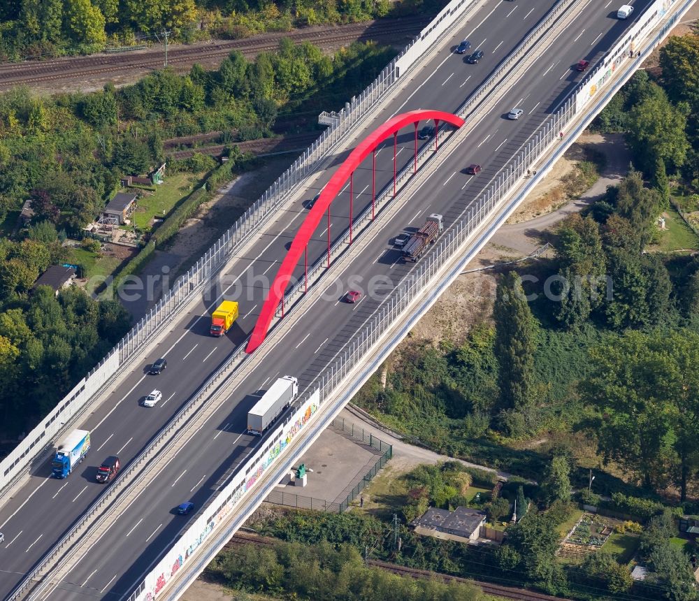 Aerial photograph Dortmund - View of the bridge Schnettkerbruecke in Dortmund in the state of North Rhine-Westphalia