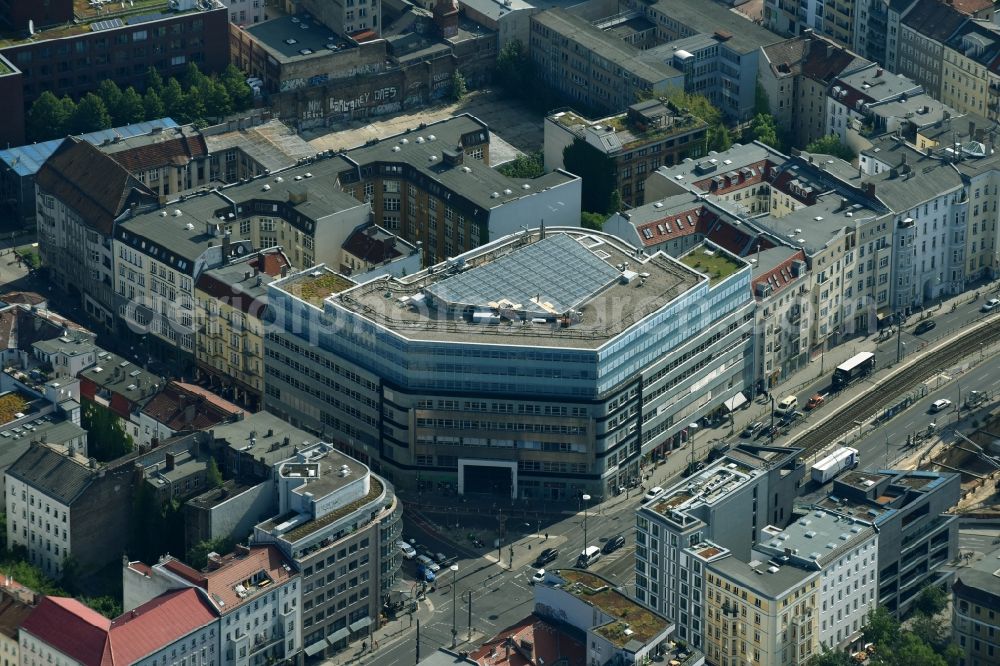 Aerial image Berlin - Schoenhauser Tor in the Torstrasse corner Schoenhauser Allee in the district Pankow in Berlin, Germany