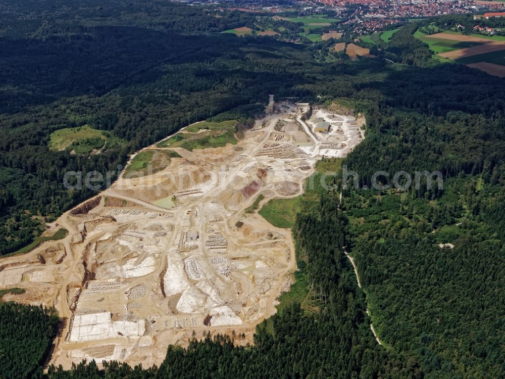 Aerial image Weißenburg in Bayern - The Weissenburg Quarry in the state Bavaria extracts Jura marble and creates gravel products