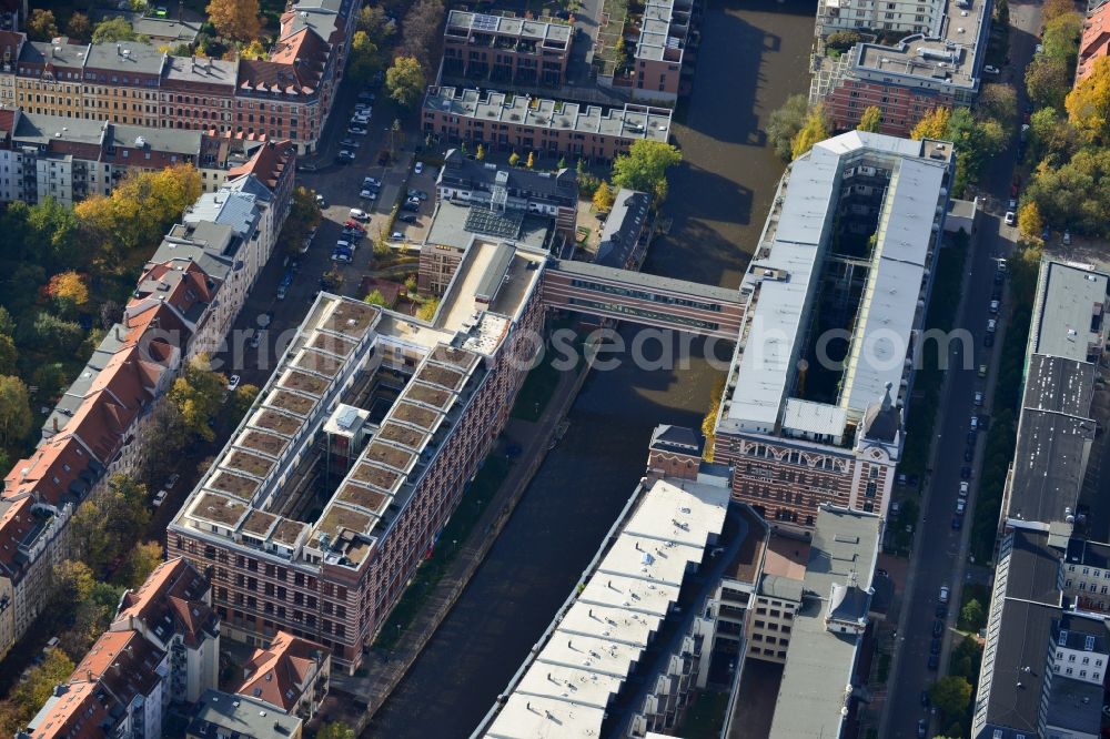 Leipzig OT Plagwitz from above - View of the Saxon yarn factory Tittel & Krueger in the district of Plagwitz in Leipzig in the state of Saxony