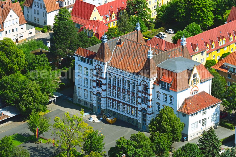 Bielefeld from the bird's eye view: School building of the Abendgymnasium on street Gutenbergstrasse in the district Mitte in Bielefeld in the state North Rhine-Westphalia, Germany