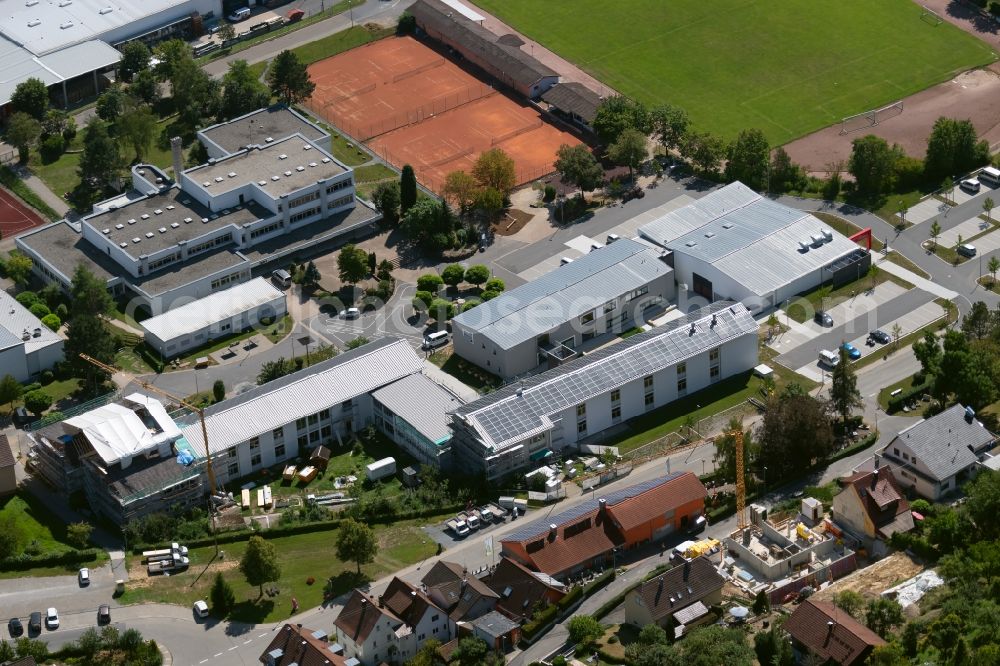 Aerial photograph Krautheim - School building of the Andreas-Froehlich-Schule at the Goetzstrasse and the Bildungszentrum Hohenlohe-Franken Grund- und Werkrealschule Krautheim at Gustav-Meyer-Zentrum in Krautheim in the state Baden-Wurttemberg, Germany