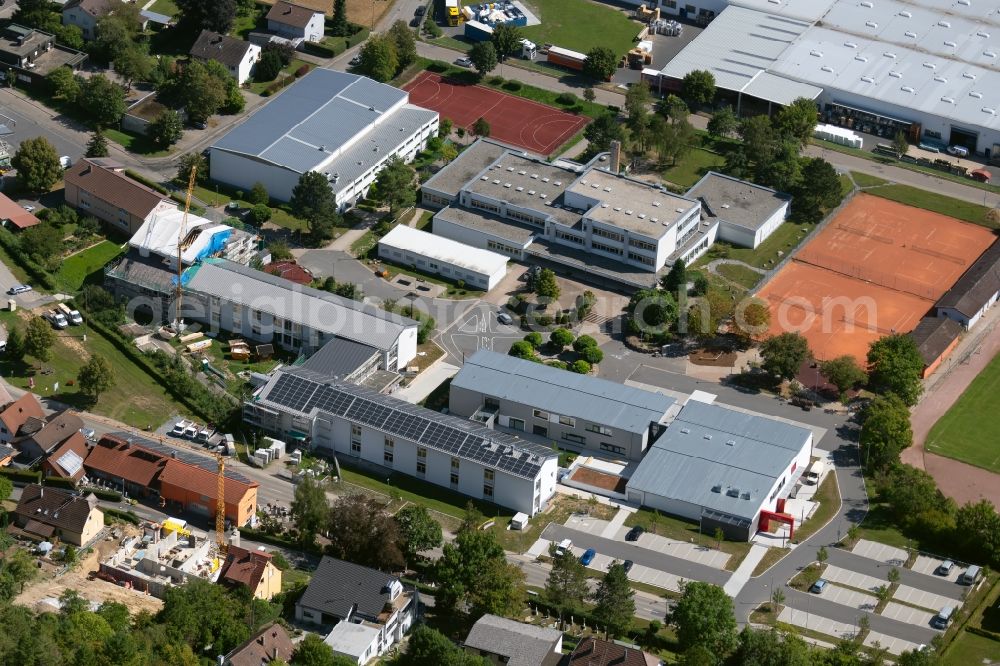 Krautheim from the bird's eye view: School building of the Andreas-Froehlich-Schule at the Goetzstrasse and the Bildungszentrum Hohenlohe-Franken Grund- und Werkrealschule Krautheim at Gustav-Meyer-Zentrum in Krautheim in the state Baden-Wurttemberg, Germany