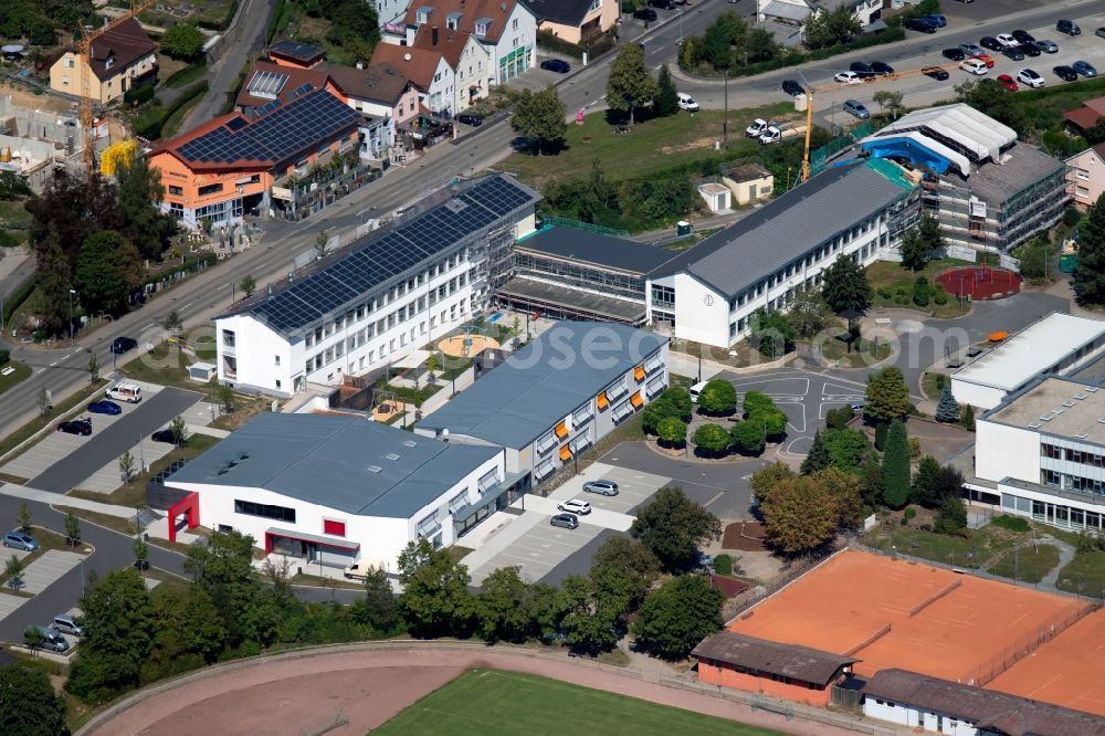 Krautheim from the bird's eye view: School building of the Andreas-Froehlich-Schule at the Goetzstrasse and the Bildungszentrum Hohenlohe-Franken Grund- und Werkrealschule Krautheim at Gustav-Meyer-Zentrum in Krautheim in the state Baden-Wurttemberg, Germany