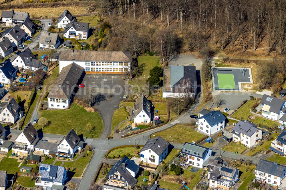 Ostwig from above - School building of the Anne-Frank-Schule on the Mallinckrodtstrasse in Ostwig at Sauerland in the state North Rhine-Westphalia, Germany