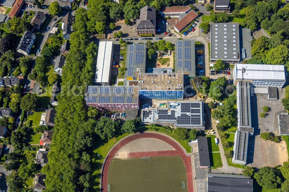 Witten from above - School building of the of Berufskolleg Witten and the Otto-Schott-Realschule on Husemannstrasse - Am Viehmarkt in Witten in the state North Rhine-Westphalia, Germany