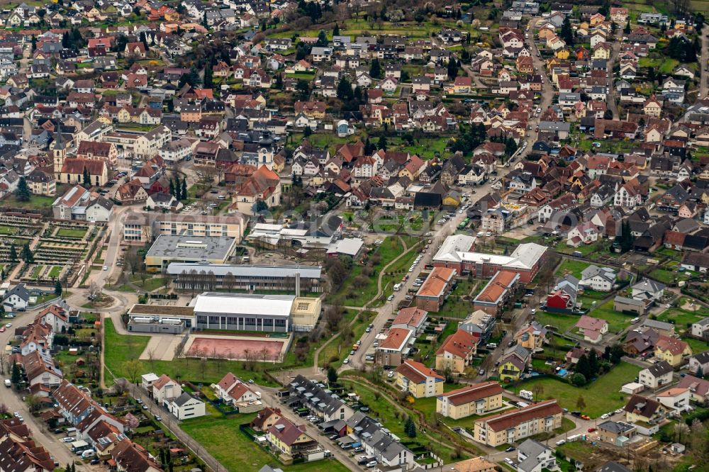 Friesenheim from the bird's eye view: School building of the Bildungszentrum Friesenheim in Friesenheim in the state Baden-Wurttemberg, Germany