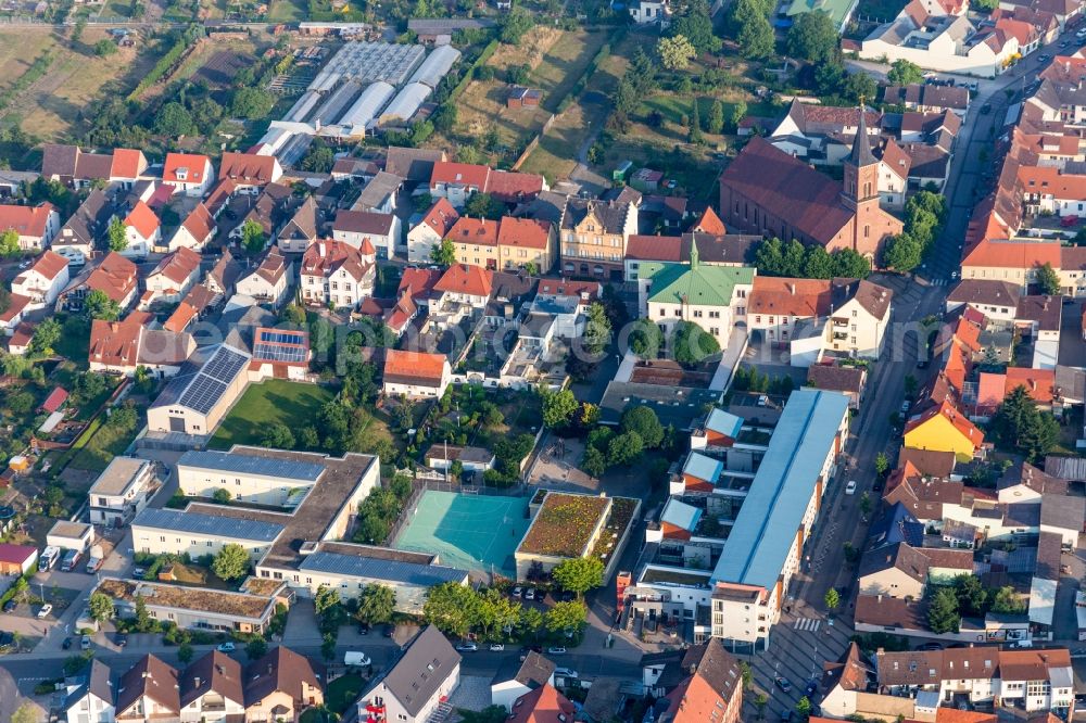 Wiesental from the bird's eye view: School building of the Bolandenschule in Wiesental in the state Baden-Wurttemberg, Germany