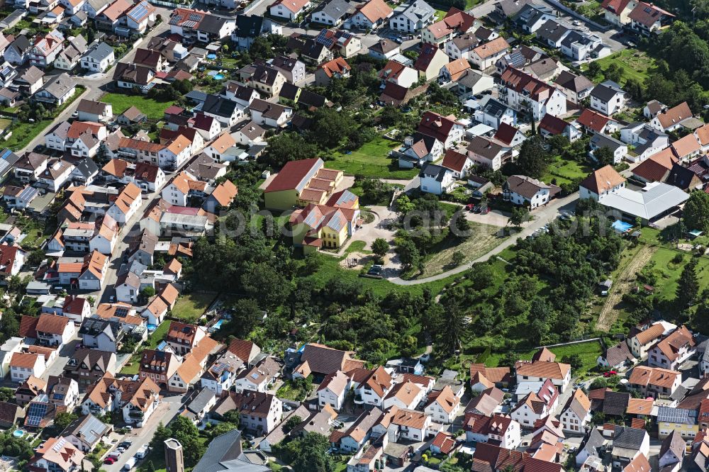 Rauenberg from above - School building of the Brunnenbergschule Malschenberg in Rauenberg in the state Baden-Wuerttemberg, Germany