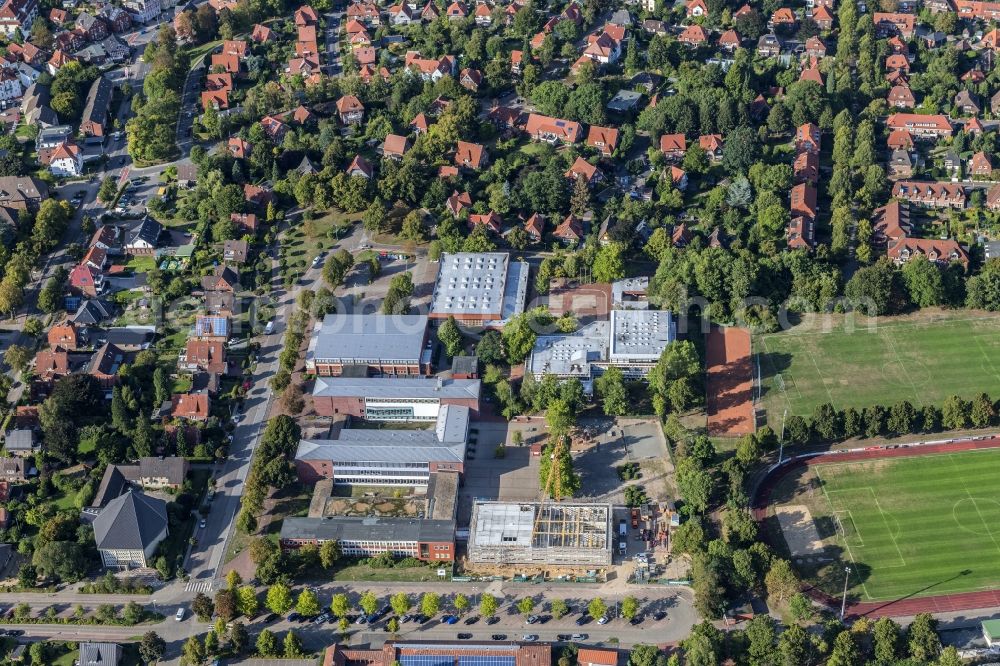 Aerial image Stade - School building of the Camper Hoehe in Stade in the state Lower Saxony, Germany