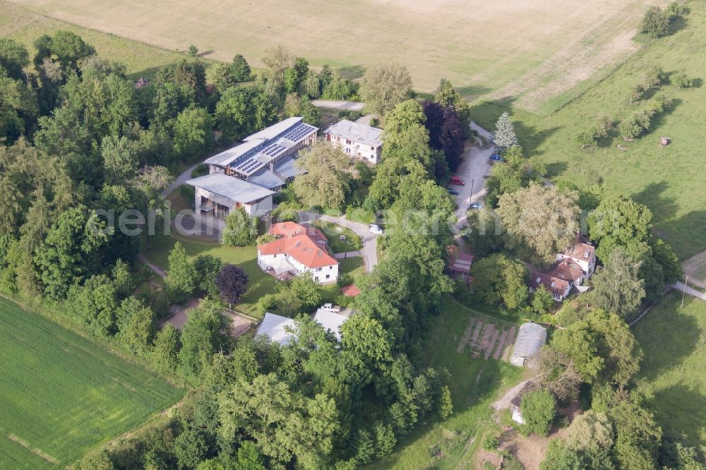 Frickingen from above - School building of the Camphill School community Bruckfelden in the district Bruckfelden in Frickingen in the state Baden-Wuerttemberg, Germany