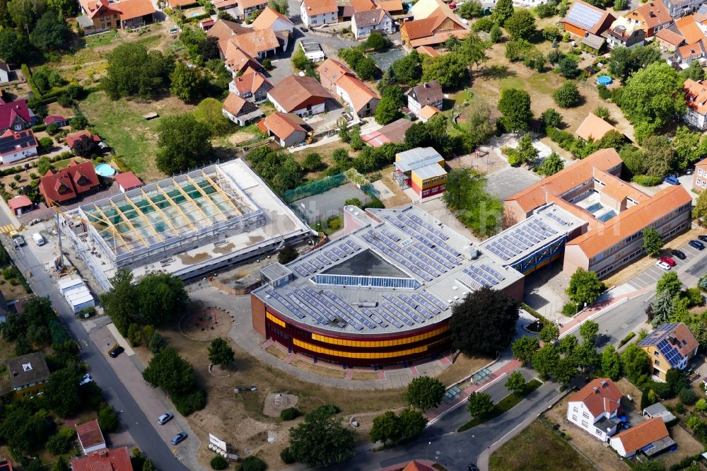 Friedland from above - School building of the Carl-Friedrich-Gauss-Schule in Friedland in the state Lower Saxony, Germany