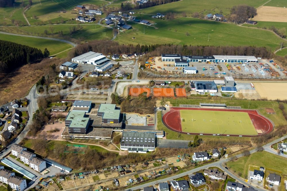 Schmallenberg from above - School building of the Christine-Koch-Schule on Obringhauser Strasse in Schmallenberg in the state North Rhine-Westphalia, Germany