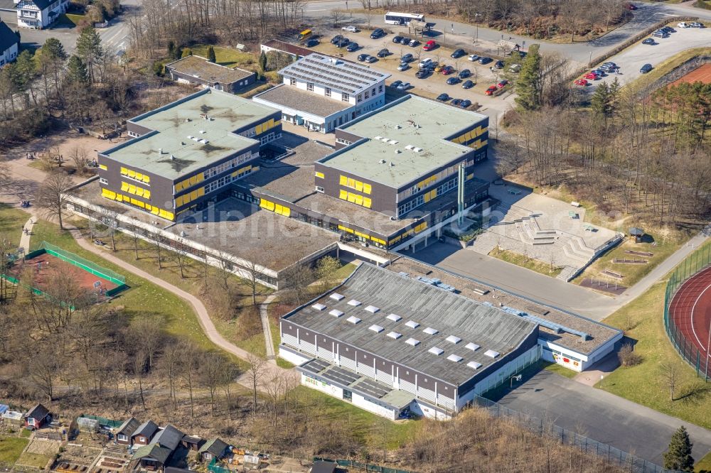 Schmallenberg from the bird's eye view: School building of the Christine-Koch-Schule on Obringhauser Strasse in Schmallenberg in the state North Rhine-Westphalia, Germany