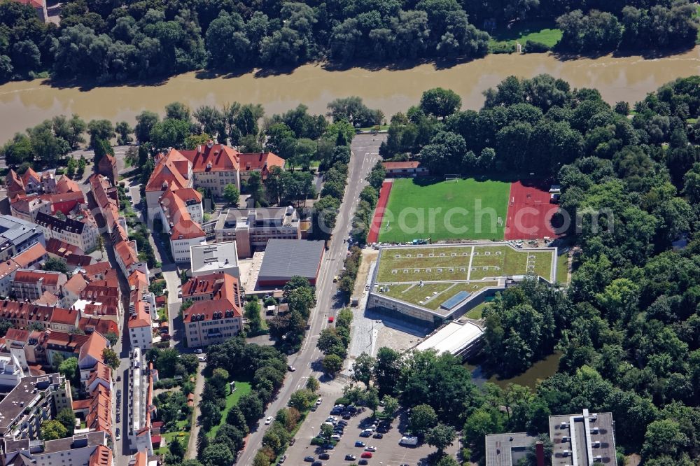 Aerial photograph Ingolstadt - School building of the Christoph-Scheiner-Gymnasium and sports bath in Ingolstadt in the state Bavaria