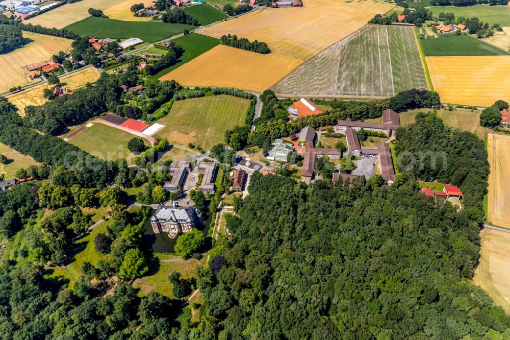 Loburg from the bird's eye view: School building of the Collegium Johanneum Gymnasium and Internat on castle Loburg in Loburg in the state North Rhine-Westphalia, Germany