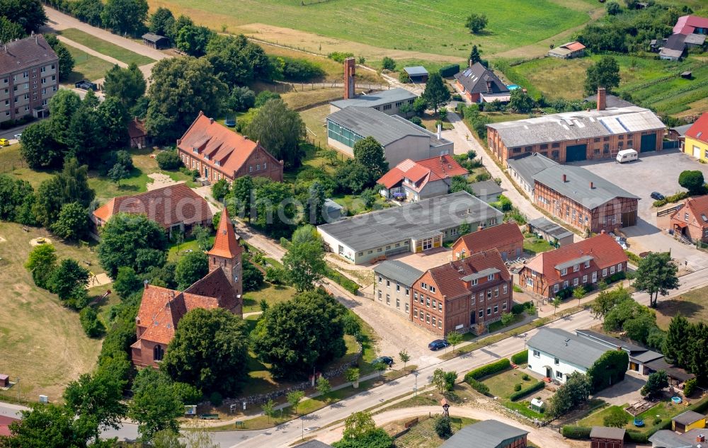 Aerial image Gielow - School building of the former secondary school at Strasse der Einheit in Gielow in the state Mecklenburg - Western Pomerania