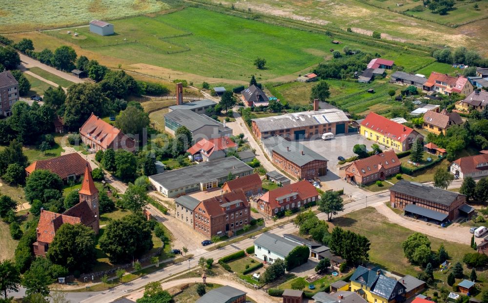 Aerial photograph Gielow - School building of the former secondary school at Strasse der Einheit in Gielow in the state Mecklenburg - Western Pomerania