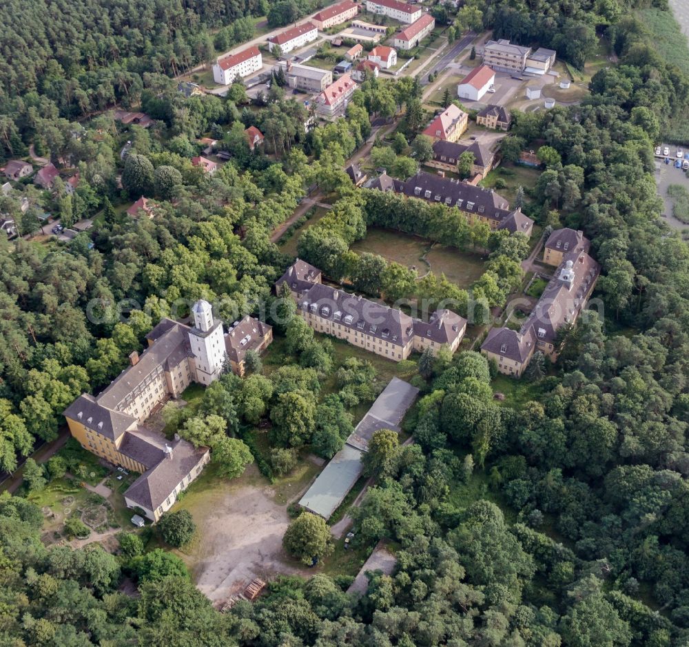 Aerial image Templin - School building ruins of the former Joachimsthalschen Gymnasium in Templin in the state Brandenburg