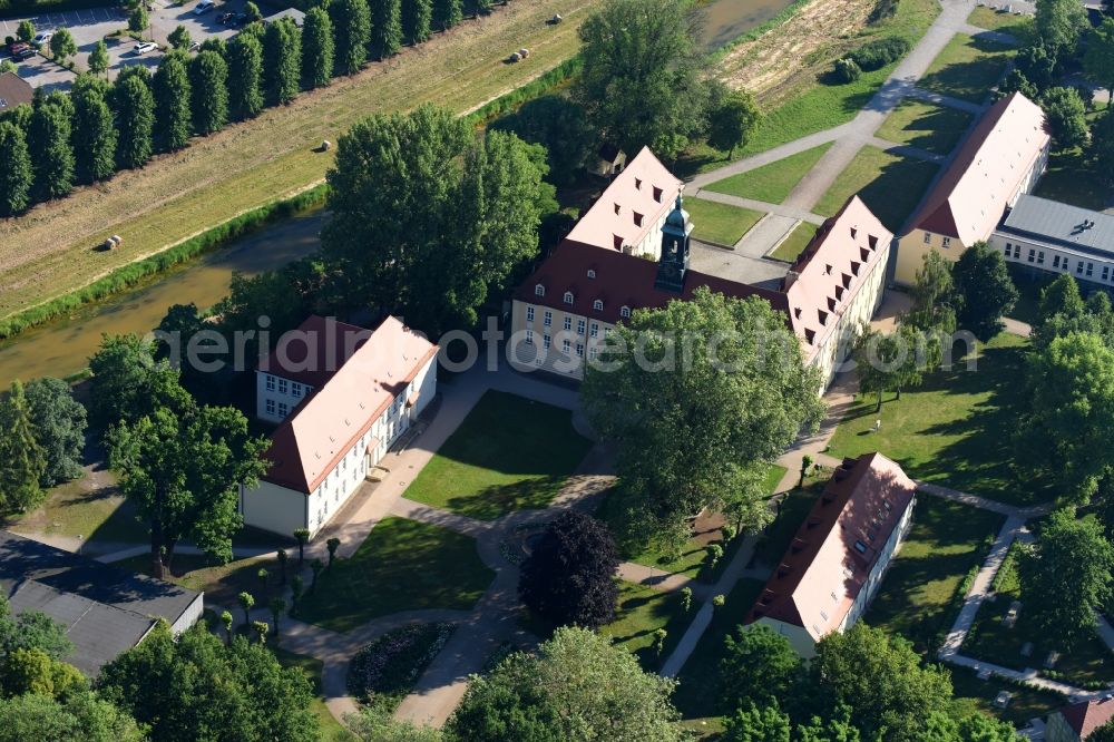 Elsterwerda from the bird's eye view: School building of the Elsterschloss - Gymnasium in Elsterwerda in the state Brandenburg, Germany