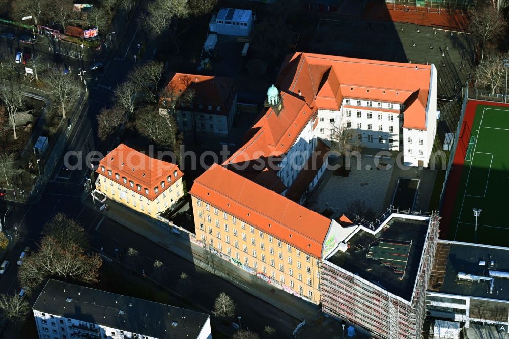 Berlin from above - School building of the Emanuel-Lasker-Oberschule in the Modersohnstrasse in Berlin, Germany