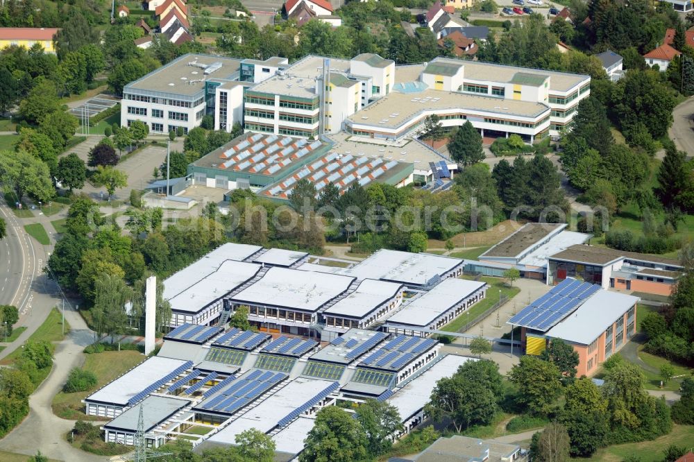 Ellwangen (Jagst) from the bird's eye view: School building of the Eugen-Bolz High School, the Hariolf Secondary School and the job education centre in Ellwangen (Jagst) in the state of Baden-Wuerttemberg