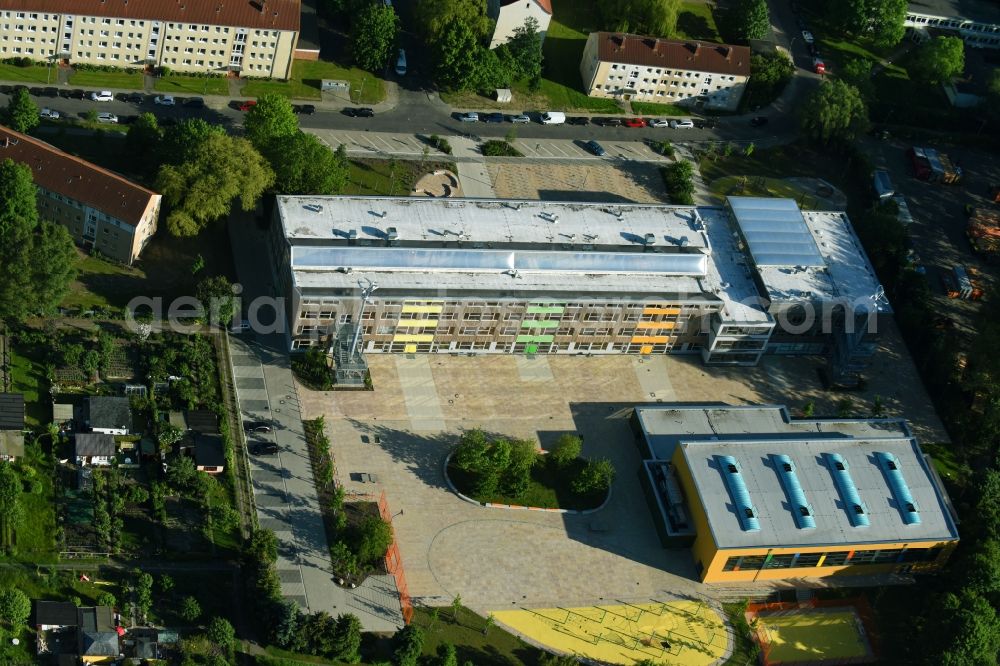 Rostock from above - School building of the European school high school of Reutershagen in Rostock in the federal state Mecklenburg-West Pomerania, Germany