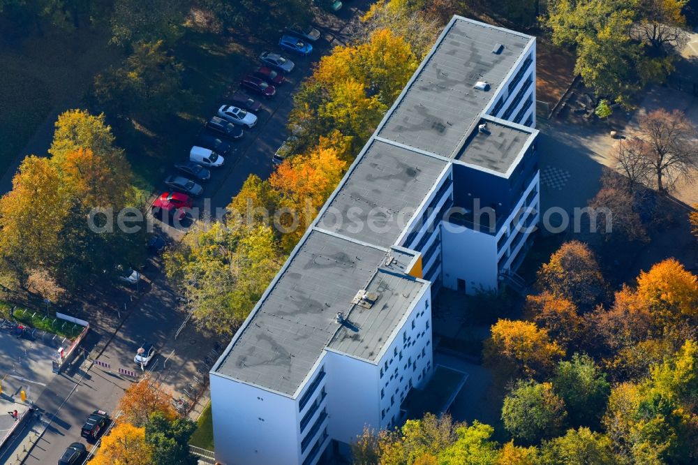 Aerial image Berlin - School building of the Evangelische Schule Berlin-Mitte on Rochstrasse in the district Mitte in Berlin, Germany