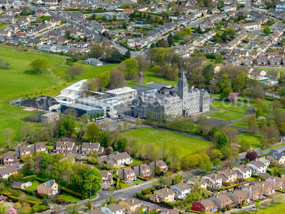 Ennis from above - School building of the St. Flannan's College in Ennis in Clare, Ireland