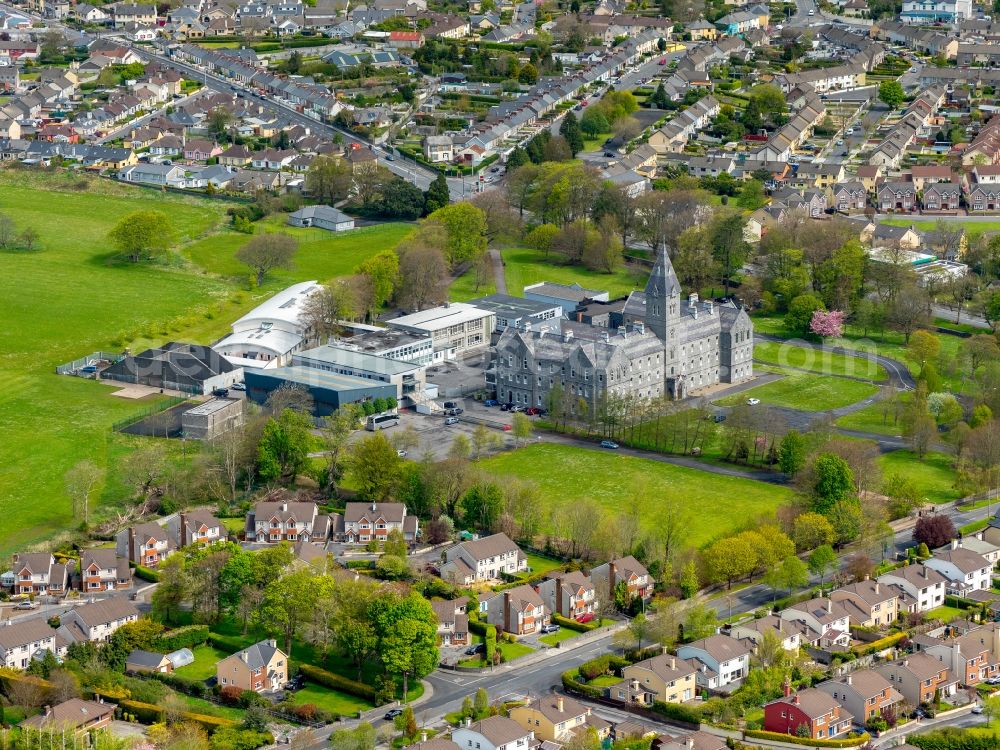 Aerial image Ennis - School building of the St. Flannan's College in Ennis in Clare, Ireland