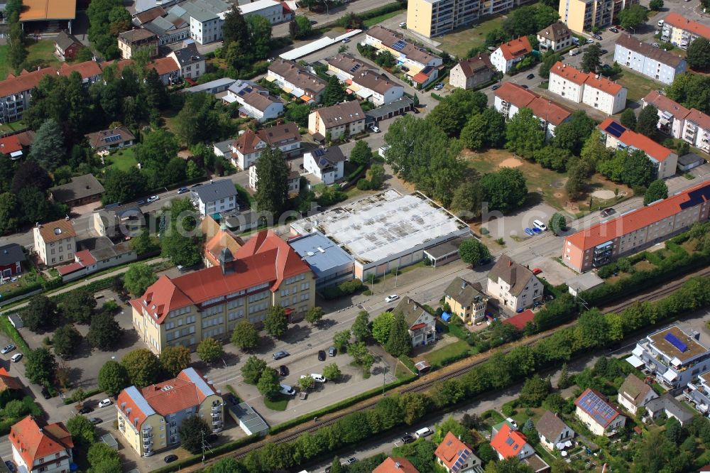 Aerial image Schopfheim - School building and sports hall of the Friedrich-Ebert-Gemeinschaftsschule FES with schoolcampus area in Schopfheim in the state Baden-Wurttemberg, Germany