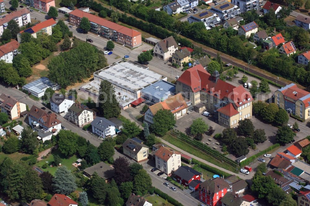 Aerial image Schopfheim - School building and sports hall of the Friedrich-Ebert-Gemeinschaftsschule FES with schoolcampus area in Schopfheim in the state Baden-Wurttemberg, Germany