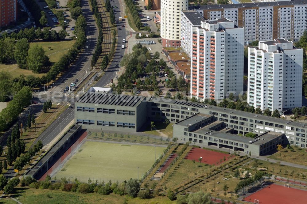 Berlin from above - School building of the Fritz-Reuter-Oberschule in Berlin in Germany