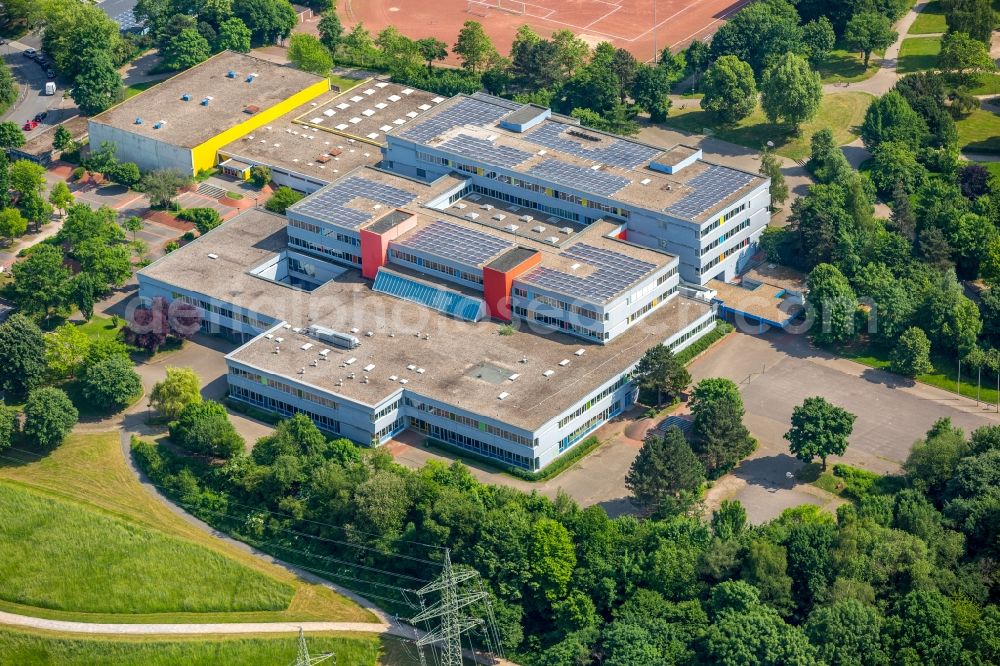 Hagen from above - School building of the Fritz-Steinhoff-Gesontschule Am Buegel in Hagen in the state North Rhine-Westphalia, Germany