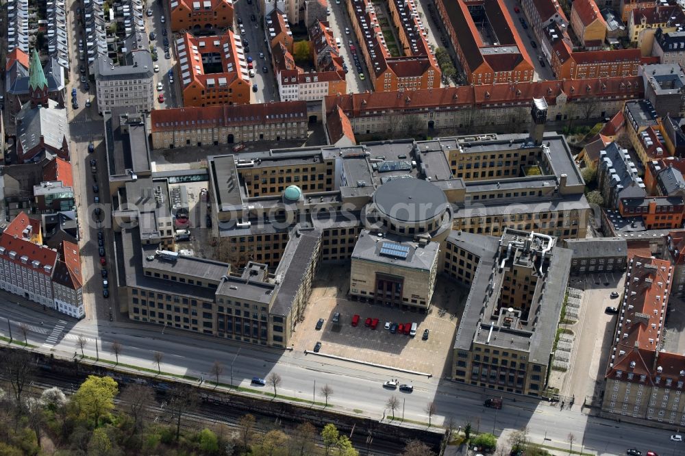 Kopenhagen from above - School building of the Gefion Gymnasium on Oster Voldga in Copenhagen in Region Hovedstaden, Denmark