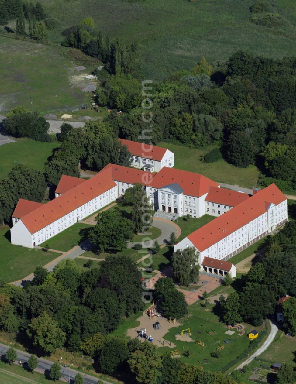 Güstrow from the bird's eye view: School building of the school for the deaf in Guestrow in the state Mecklenburg - Western Pomerania