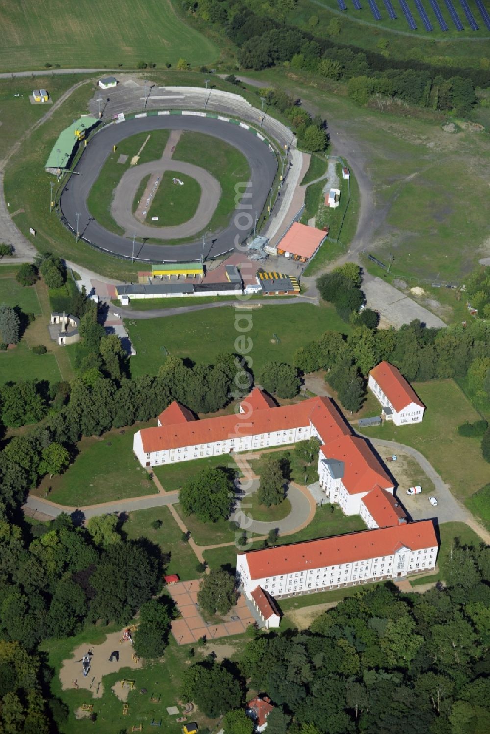 Aerial image Güstrow - School building of the school for the deaf in Guestrow in the state Mecklenburg - Western Pomerania