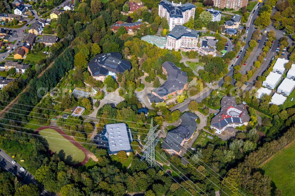 Aerial image Dortmund - School building of the Georgschule and of Rudolf-Steiner-Schule on Mergelteichstrasse in Dortmund in the state North Rhine-Westphalia, Germany