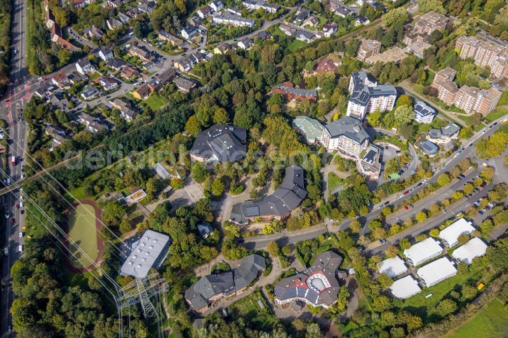 Aerial photograph Dortmund - School building of the Georgschule and of Rudolf-Steiner-Schule on Mergelteichstrasse in Dortmund in the state North Rhine-Westphalia, Germany