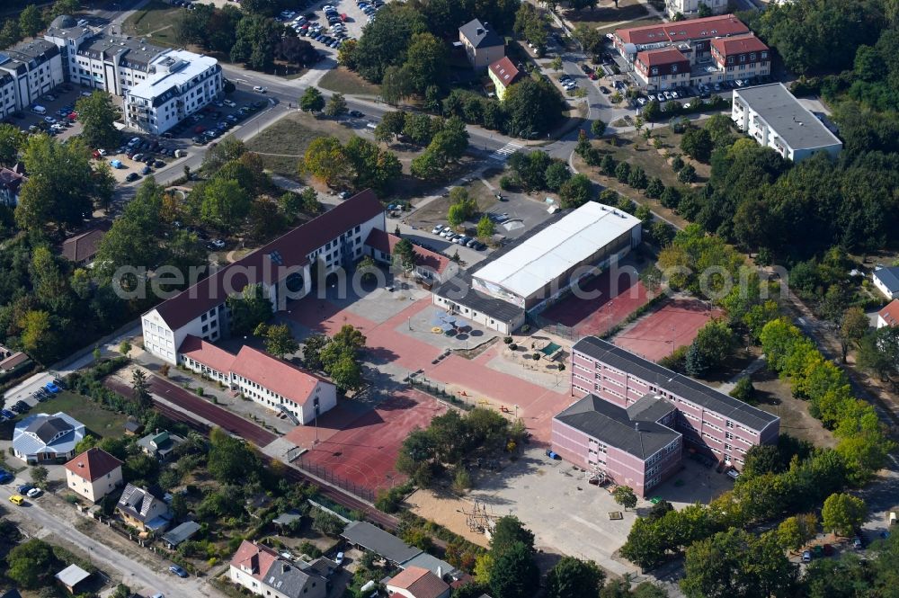 Aerial image Bernau - School building of the Gesamtschule Bernau Hermann-Duncker-Strasse in Bernau in the state Brandenburg