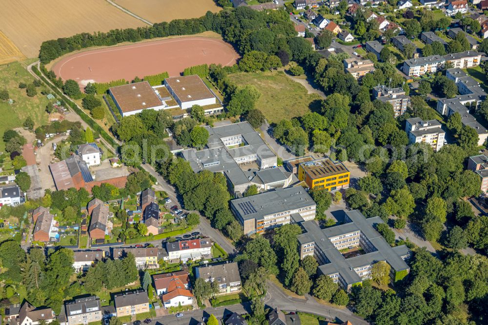 Dortmund from above - School building of the Geschwister Scholl Gesamtschule on Haferfeldstrasse in Dortmund in the state North Rhine-Westphalia, Germany