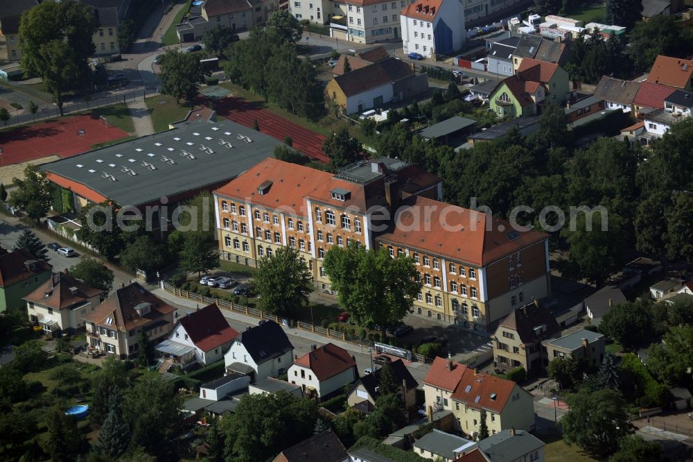 Taucha from the bird's eye view: School building of the Geschwister-Scholl-Gymnasium in Taucha in the state Saxony